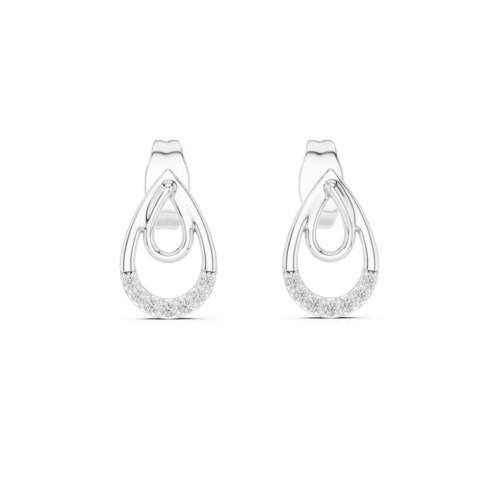 Teardrop diamond stud earrings in gold with round lab grown diamonds