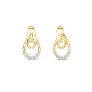 Front view of Graceful Sparkle teardrop diamond stud earrings in yellow gold.