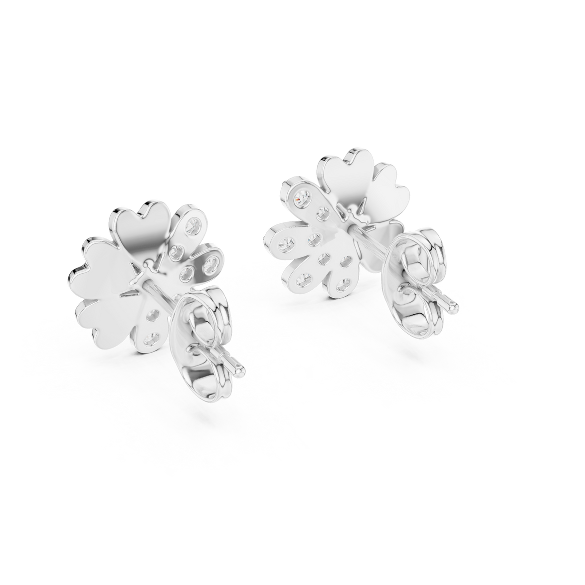 Flower diamond stud earrings in gold with round lab grown diamonds