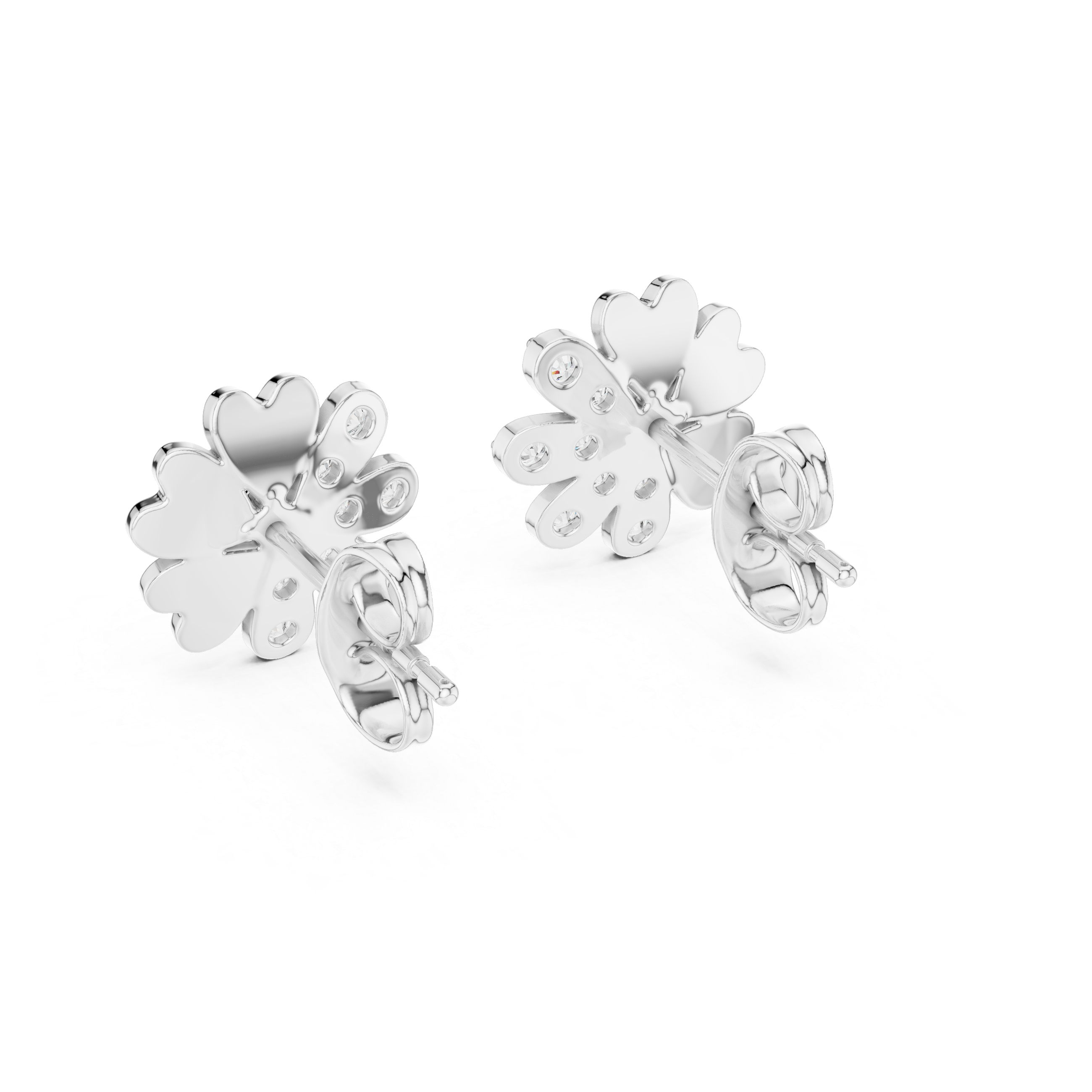 Flower diamond stud earrings in gold with round lab grown diamonds