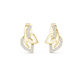 Front view of Graceful Leaf diamond stud earrings in yellow gold.