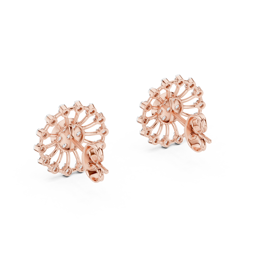 Sunburst diamond stud earrings in gold with round lab grown diamonds