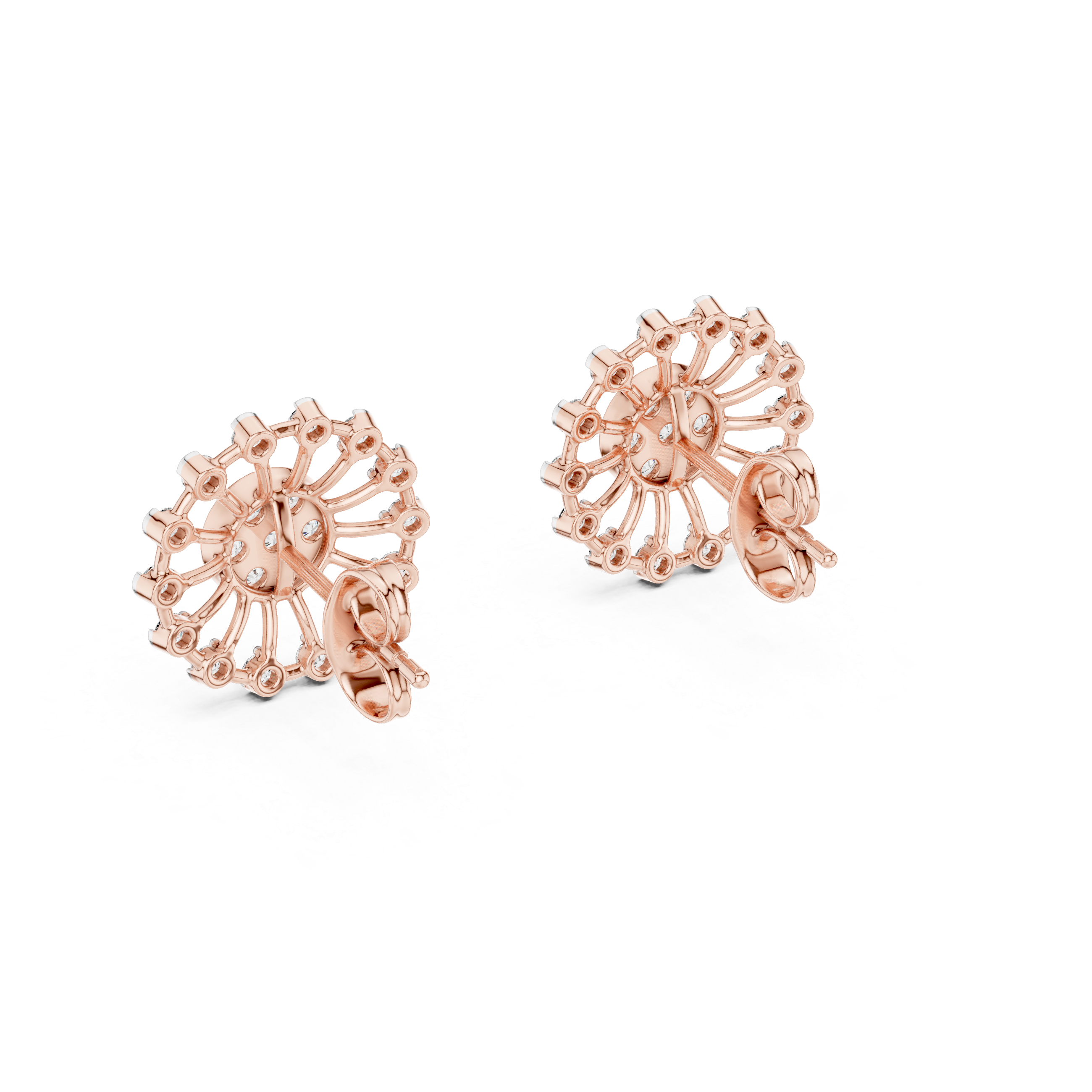 Sunburst diamond stud earrings in gold with round lab grown diamonds
