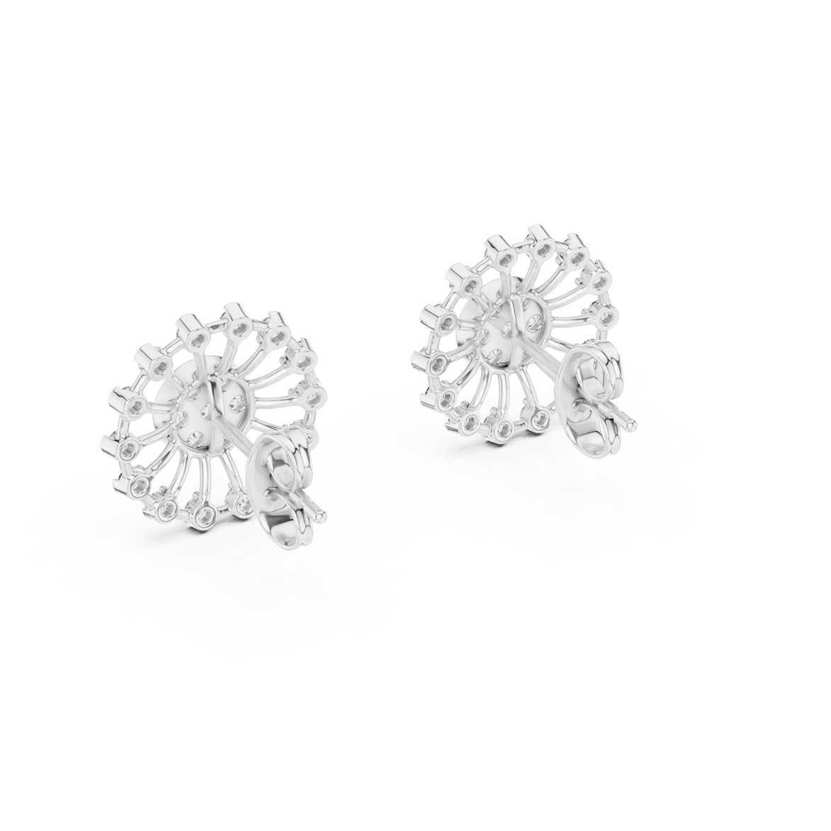 Sunburst diamond stud earrings in gold with round lab grown diamonds
