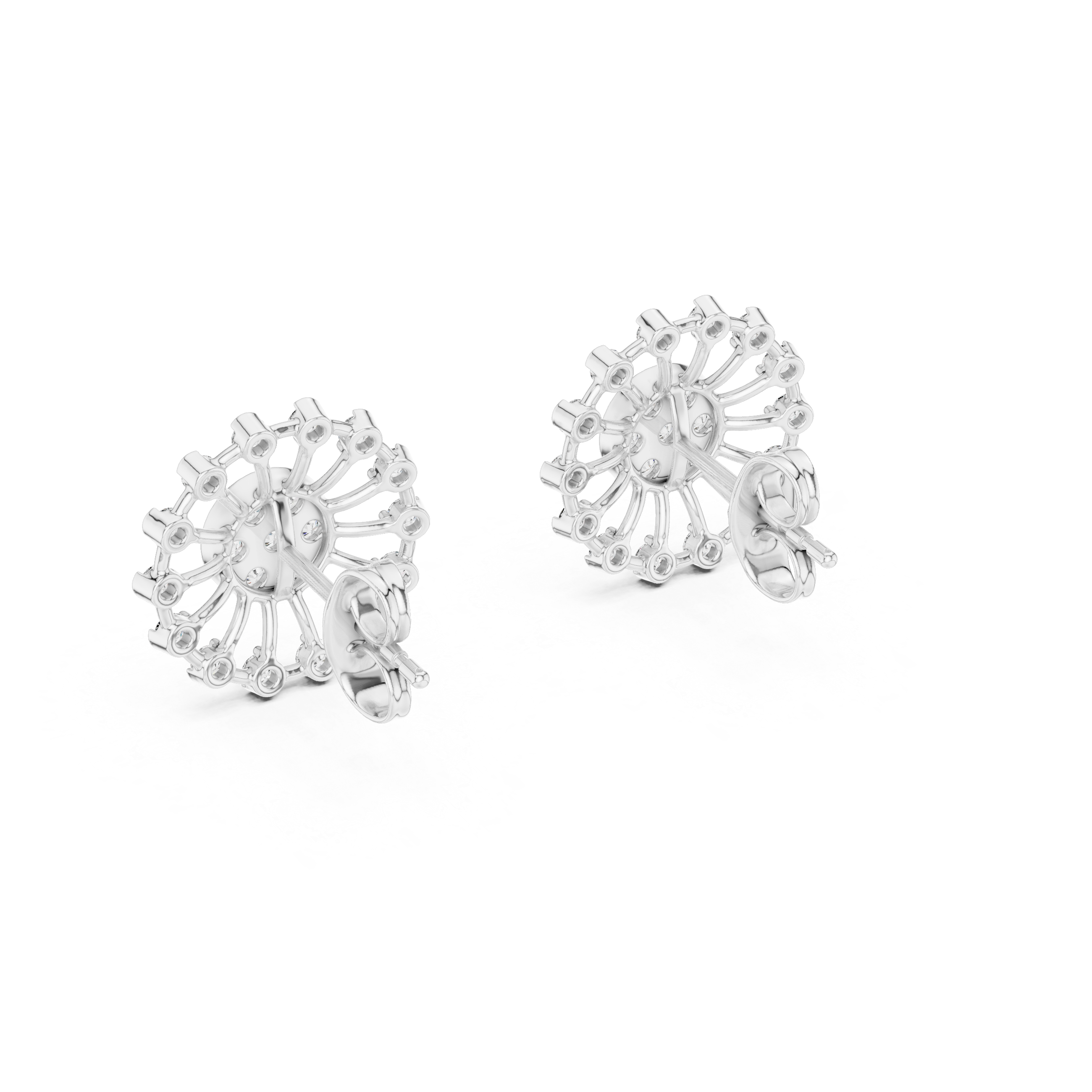 Sunburst diamond stud earrings in gold with round lab grown diamonds