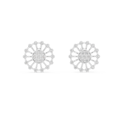 Sunburst diamond stud earrings in gold with round lab grown diamonds