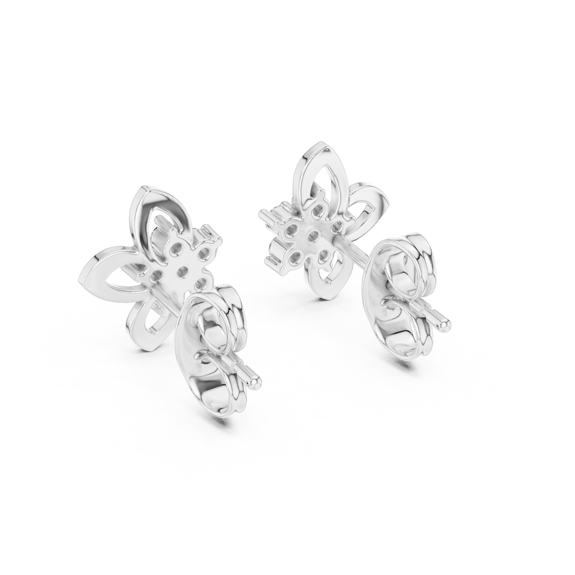 Floral diamond stud earrings in gold with round lab grown diamonds