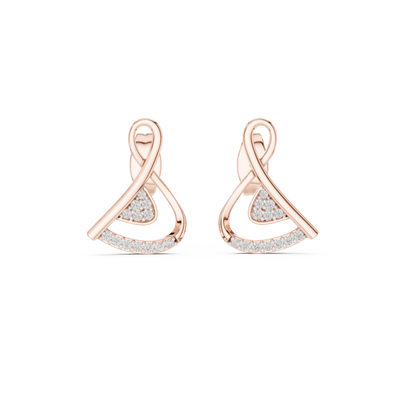Swirl diamond stud earrings in gold with round lab grown diamonds