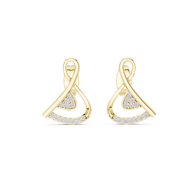 Front view of Infinity Grace diamond stud earrings in yellow gold.