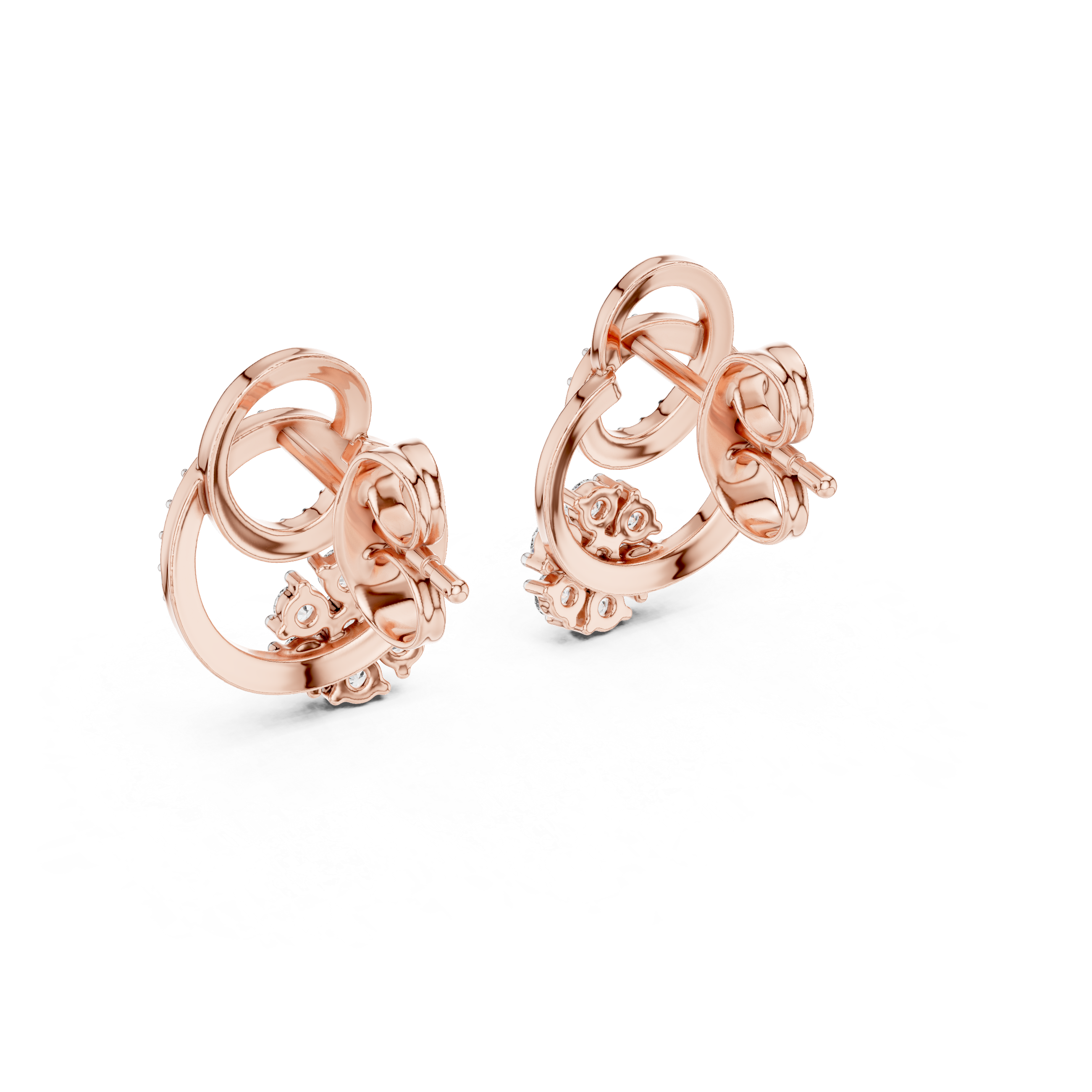 Floral halo diamond stud earrings in gold with round lab grown diamonds