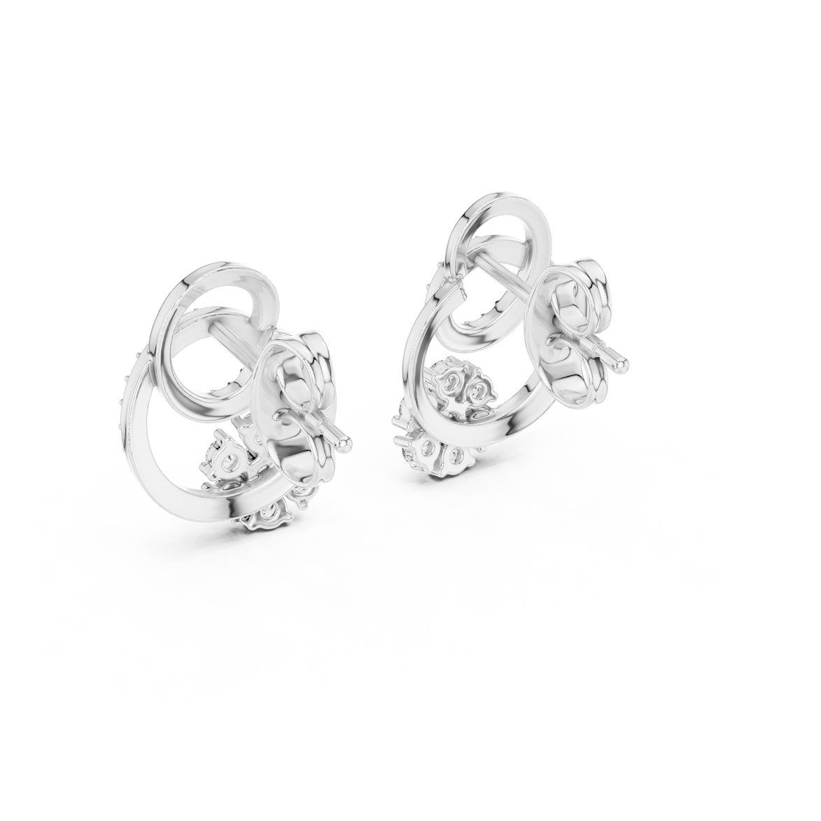 Floral halo diamond stud earrings in gold with round lab grown diamonds
