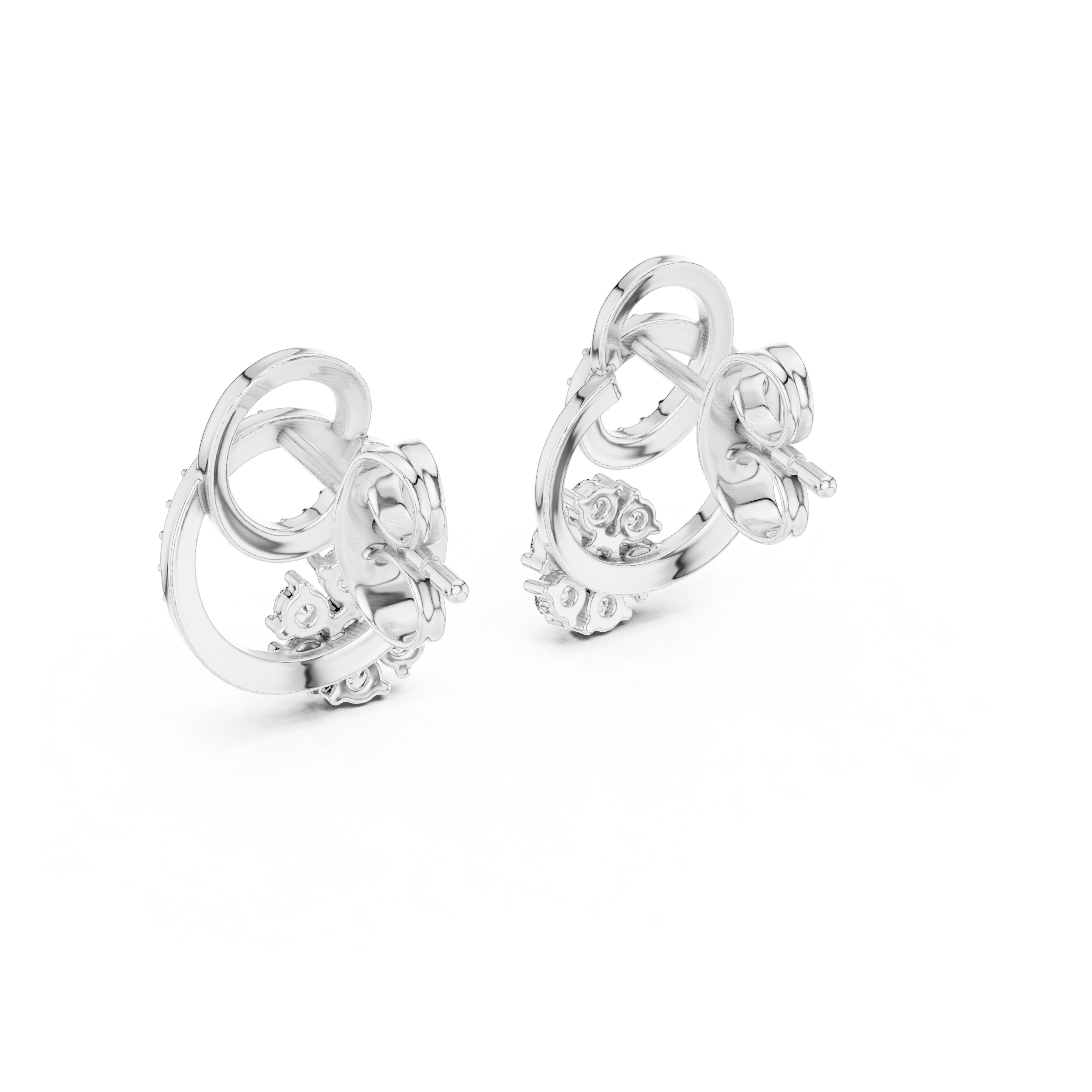 Floral halo diamond stud earrings in gold with round lab grown diamonds