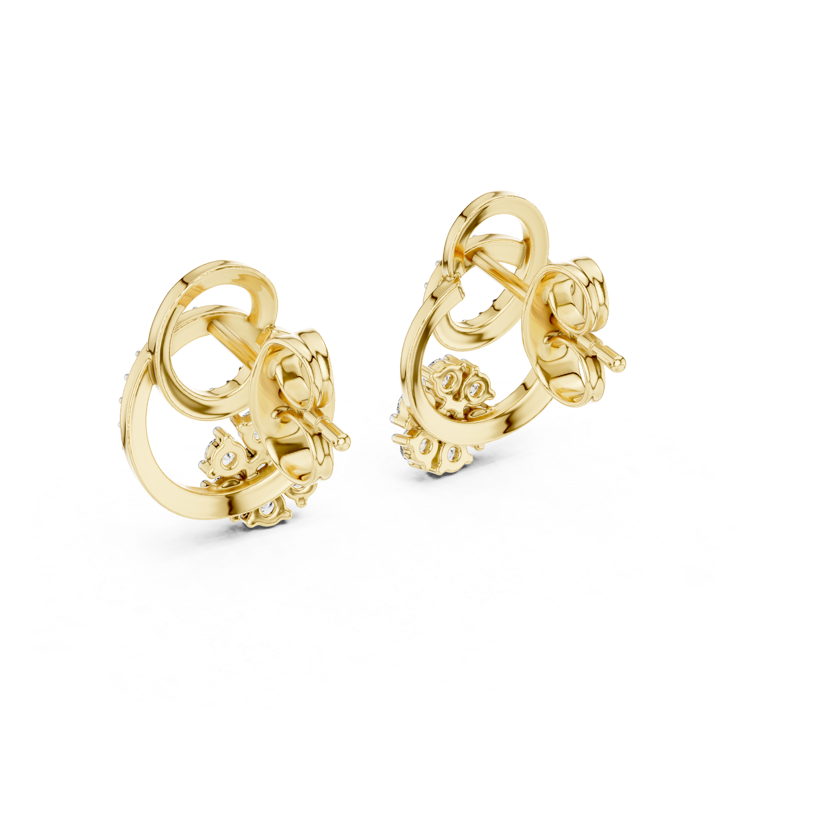 Floral halo diamond stud earrings in gold with round lab grown diamonds