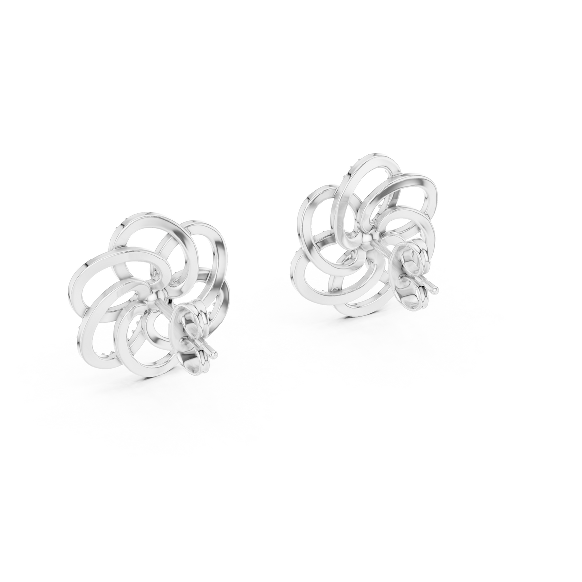 Floral diamond stud earrings in gold with round lab grown diamonds