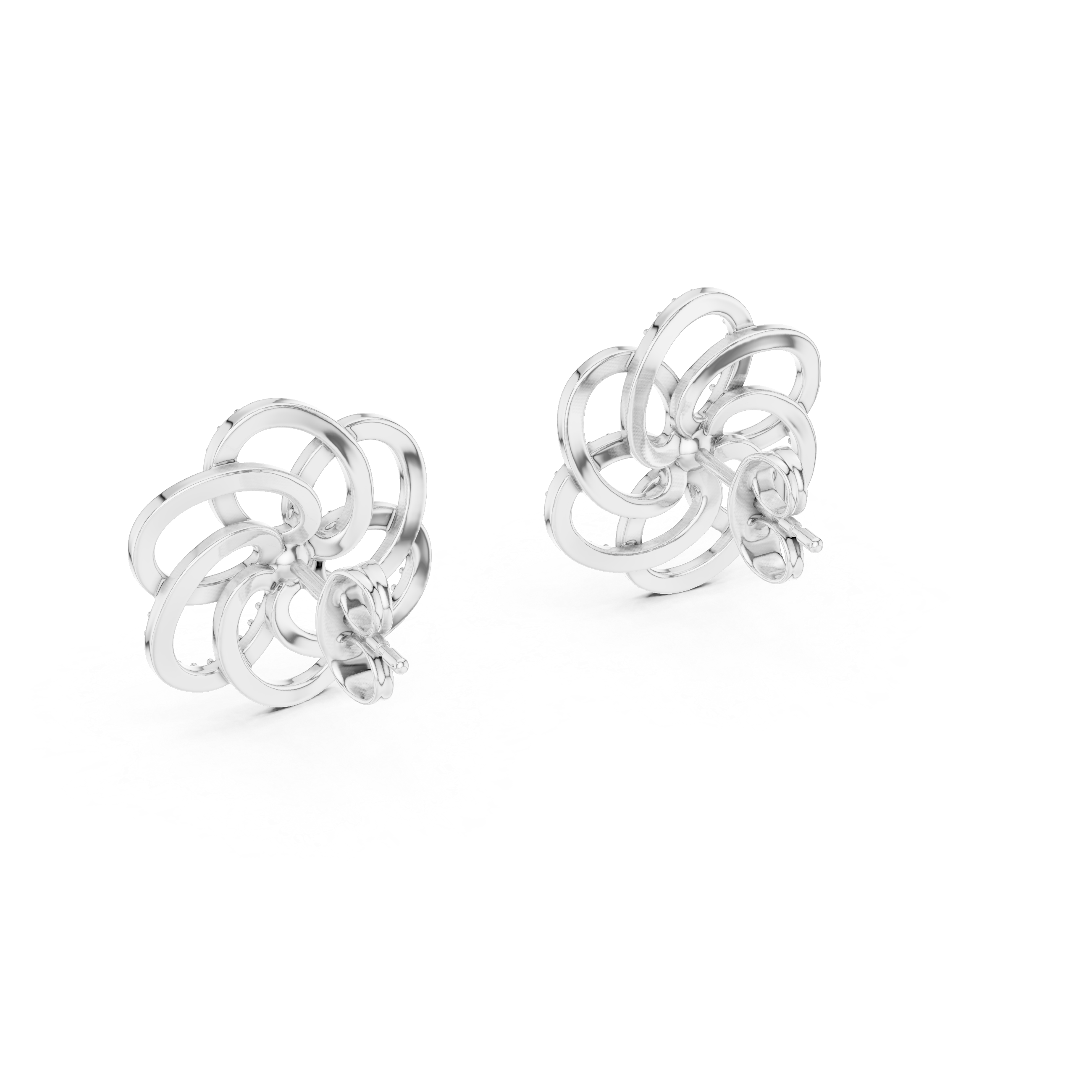 Floral diamond stud earrings in gold with round lab grown diamonds