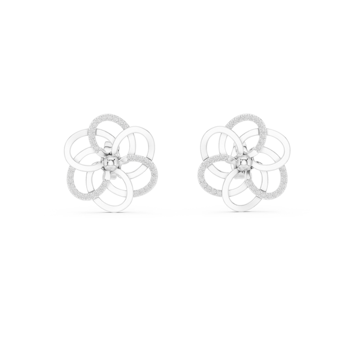 Floral diamond stud earrings in gold with round lab grown diamonds