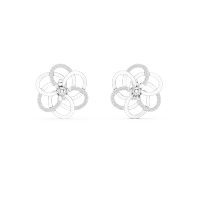 Floral diamond stud earrings in gold with round lab grown diamonds