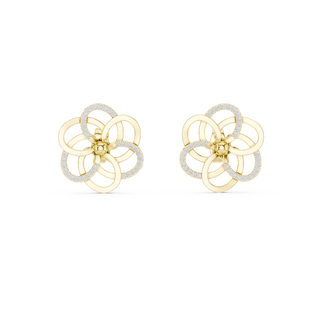 Front view of Blooming Grace diamond floral stud earrings in yellow gold.