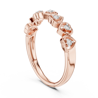 round diamond heart-link ring in rose gold
