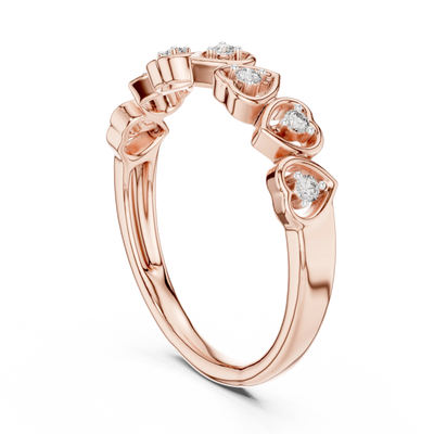 round diamond heart-link ring in rose gold
