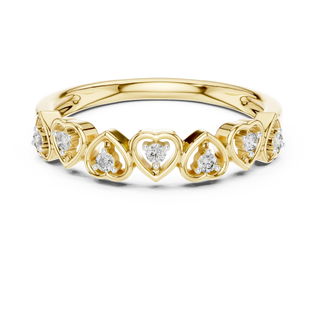 round diamond heart-link ring in yellow gold
