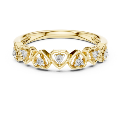round diamond heart-link ring in yellow gold
