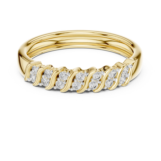 round diamond leaf-link ring in yellow gold
