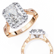 Two rose gold diamond rings on a white background