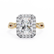 Diamond ring with gold band on a white background