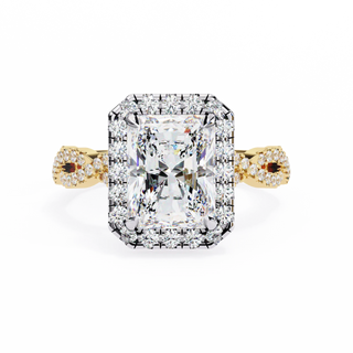 Diamond ring with gold band on a white background