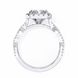 Diamond ring with a white gold band on a white background