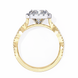 Gold ring with a diamond on a white background