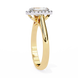 Gold ring with a diamond on a white background