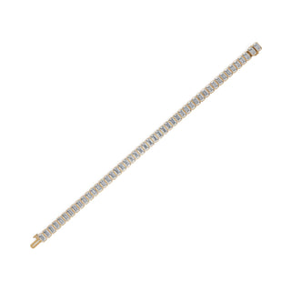 14.1 ct Emerald Lab Grown Diamond Tennis Bracelet in yellow gold, view 2