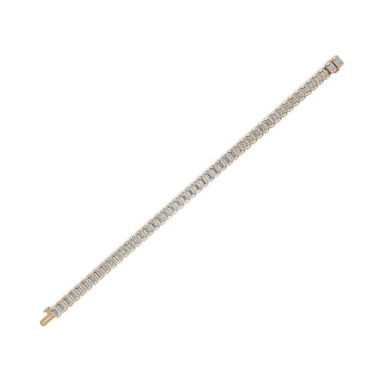 14.1 ct Emerald Lab Grown Diamond Tennis Bracelet in yellow gold, view 2