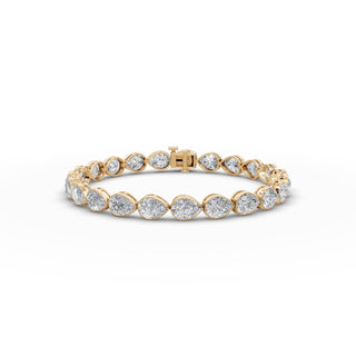 14.95 ct Pear Lab Grown Diamond Tennis Bracelet (23 stones) in yellow gold, front view