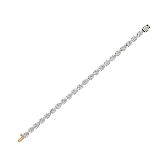 14.95 ct Pear Lab Grown Diamond Tennis Bracelet in yellow gold, view 2