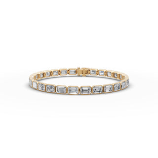 14 ct Emerald Lab Grown Diamond Tennis Bracelet in yellow gold, front view