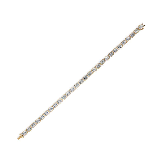14 ct Emerald Lab Grown Diamond Tennis Bracelet in yellow gold, view 2