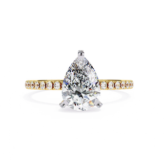 pear diamond hidden halo pavé ring in yellow gold
