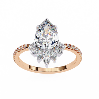 pear diamond marquise fan ring in rose gold
