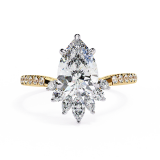 pear diamond marquise fan ring in yellow gold

