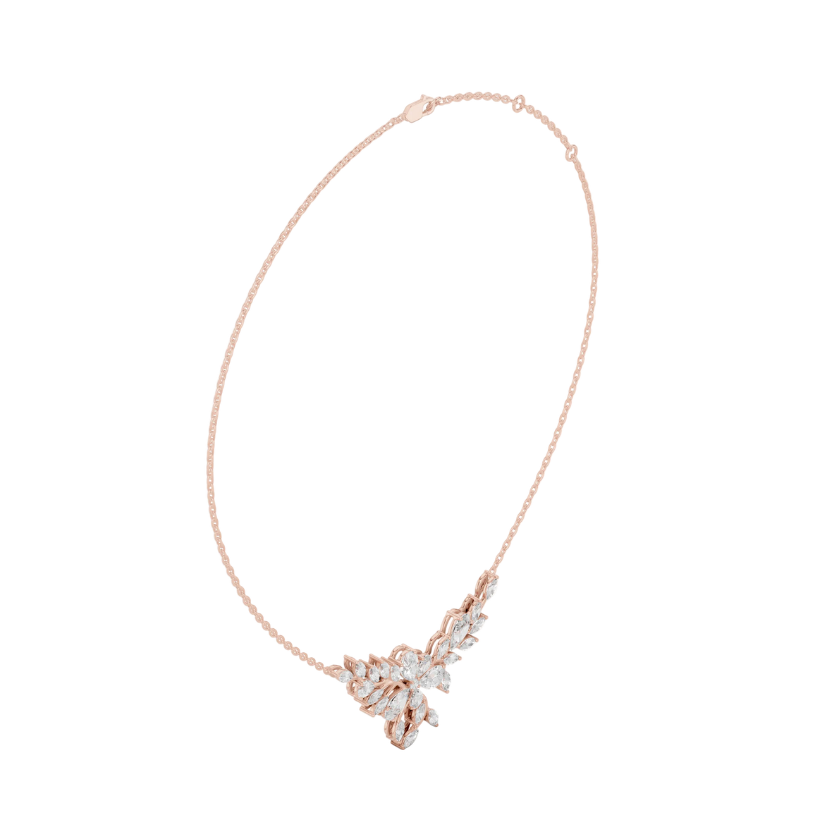 Nature inspired diamond pendant in gold with marquise and pear cut lab grown diamonds by Signora Jewels