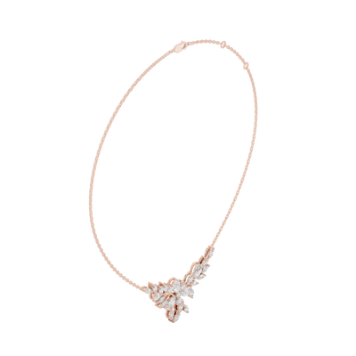 marquise and pear diamond floral pendant in rose gold