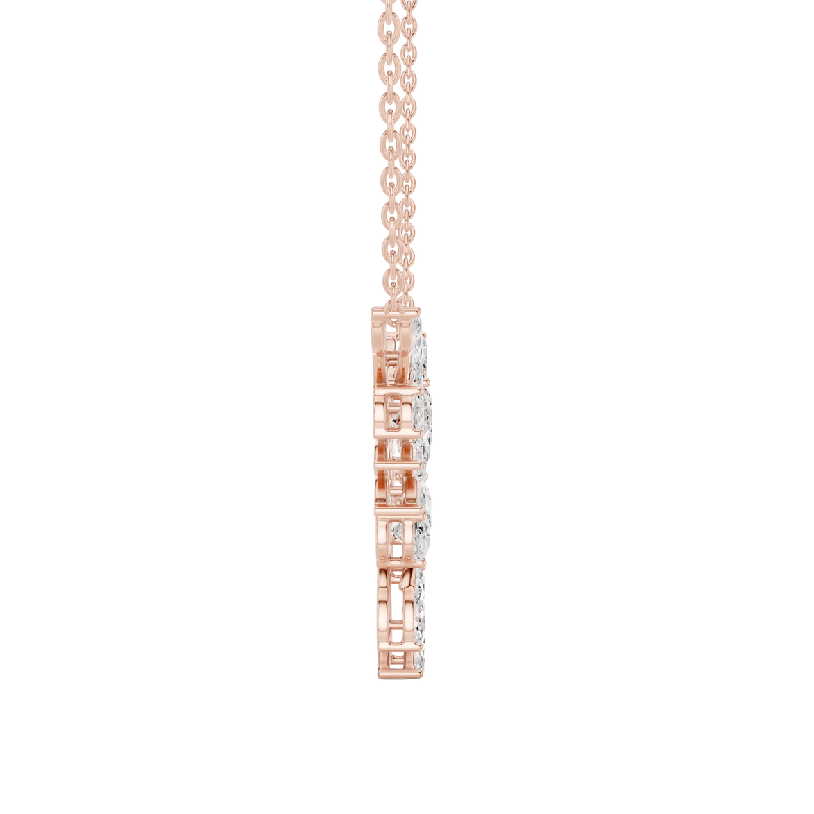 Nature inspired diamond pendant in gold with marquise and pear cut lab grown diamonds by Signora Jewels