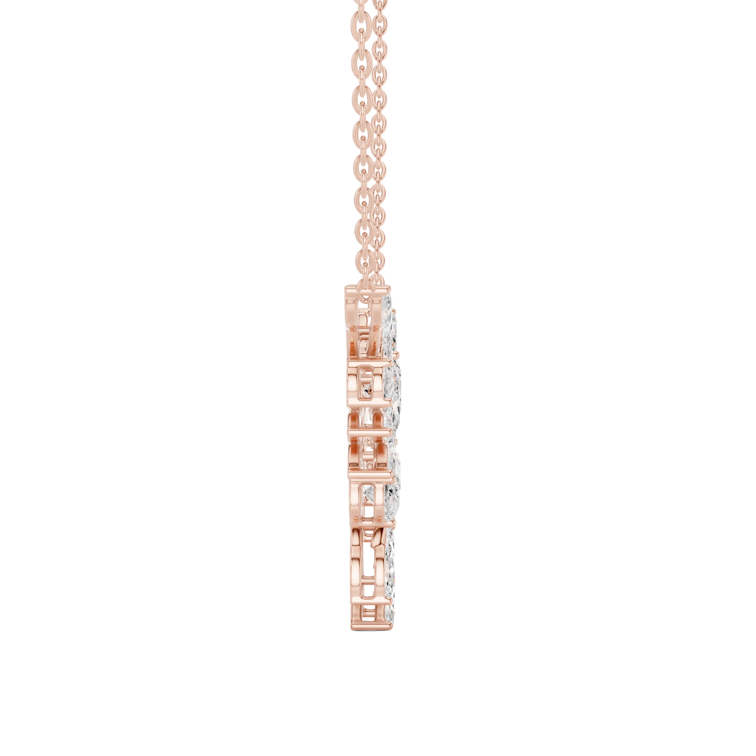 Nature inspired diamond pendant in gold with marquise and pear cut lab grown diamonds by Signora Jewels