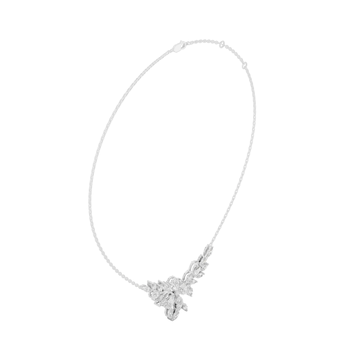 Nature inspired diamond pendant in gold with marquise and pear cut lab grown diamonds by Signora Jewels