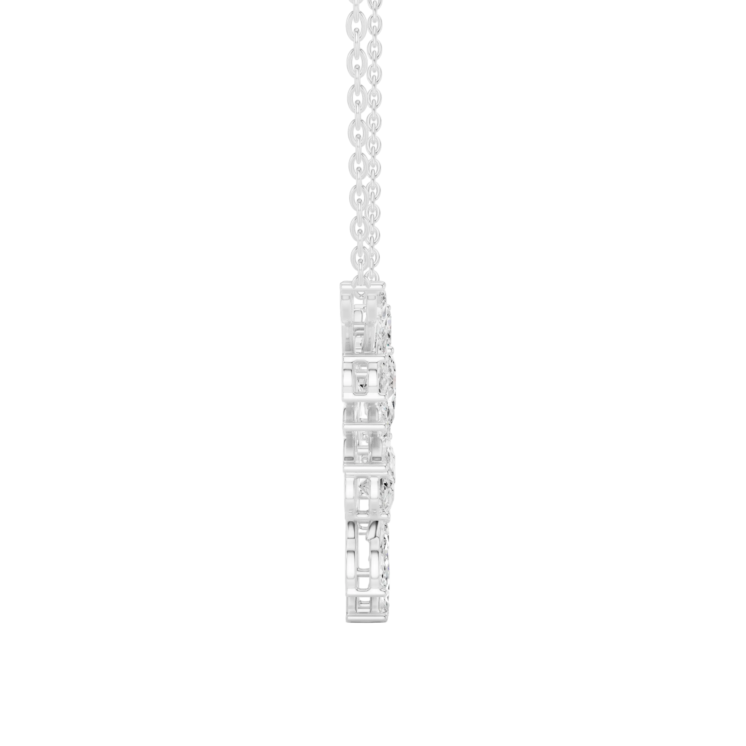 Nature inspired diamond pendant in gold with marquise and pear cut lab grown diamonds by Signora Jewels