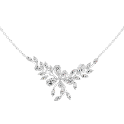 Nature inspired diamond pendant in gold with marquise and pear cut lab grown diamonds by Signora Jewels
