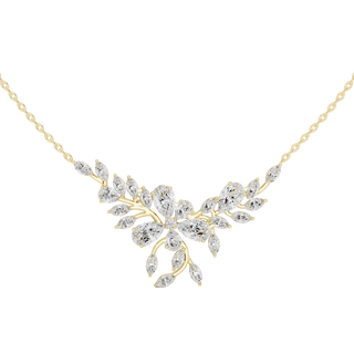 marquise and pear diamond floral pendant in yellow gold